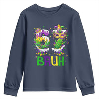 Funny 67 Mardi Gras Bruh Youth Sweatshirt Six Seven Meme Fleur De Lis Hand Gesture