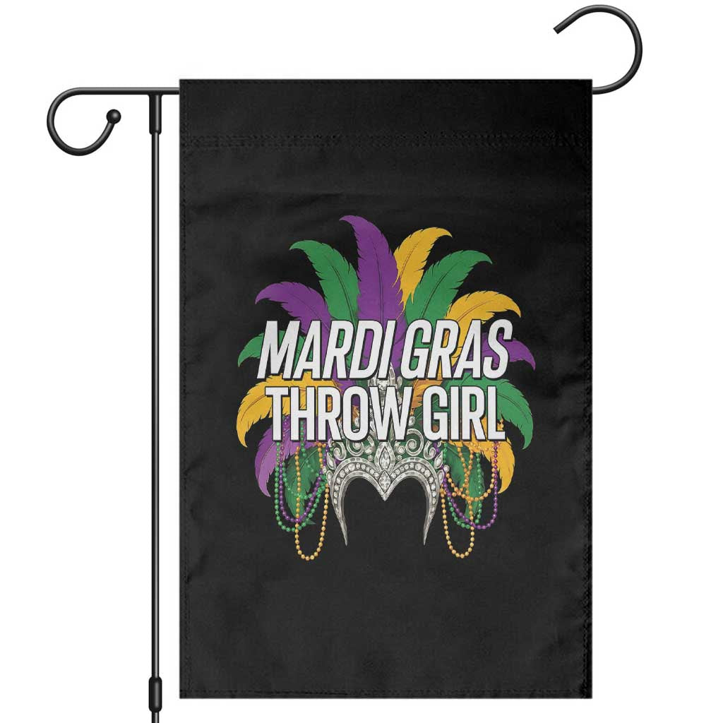 Mardi Gras Throw Girl Garden Flag Funny New Orleans Carnival Headdress Beads