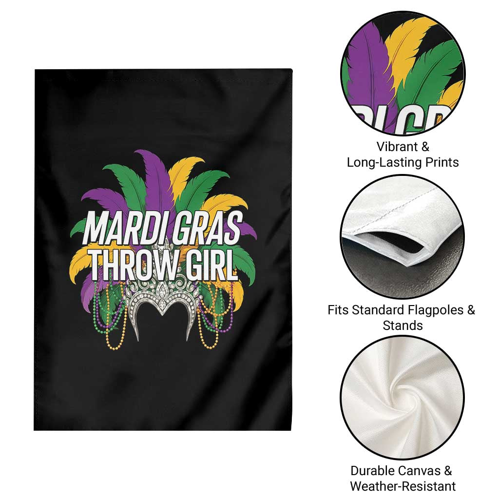 Mardi Gras Throw Girl Garden Flag Funny New Orleans Carnival Headdress Beads