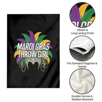 Mardi Gras Throw Girl Garden Flag Funny New Orleans Carnival Headdress Beads