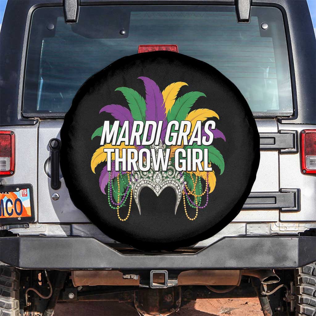 Mardi Gras Throw Girl Spare Tire Cover Funny New Orleans Carnival Headdress Beads
