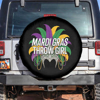 Mardi Gras Throw Girl Spare Tire Cover Funny New Orleans Carnival Headdress Beads