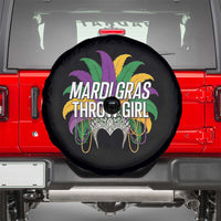 Mardi Gras Throw Girl Spare Tire Cover Funny New Orleans Carnival Headdress Beads