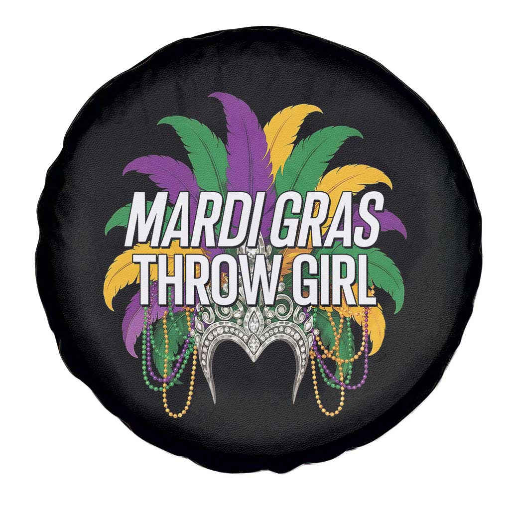 Mardi Gras Throw Girl Spare Tire Cover Funny New Orleans Carnival Headdress Beads