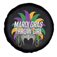 Mardi Gras Throw Girl Spare Tire Cover Funny New Orleans Carnival Headdress Beads
