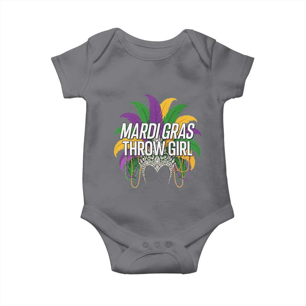 Mardi Gras Throw Girl Baby Onesie Funny New Orleans Carnival Headdress Beads