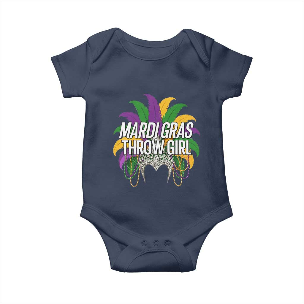 Mardi Gras Throw Girl Baby Onesie Funny New Orleans Carnival Headdress Beads