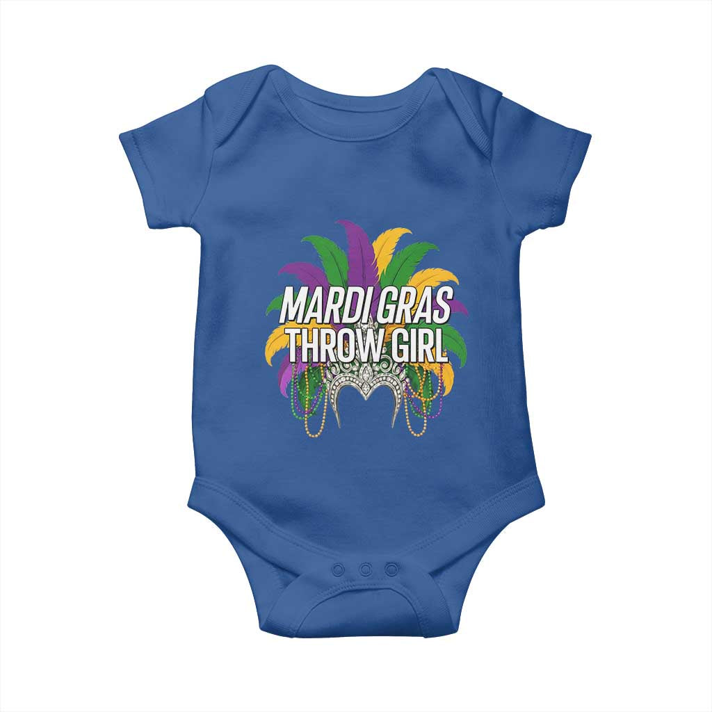 Mardi Gras Throw Girl Baby Onesie Funny New Orleans Carnival Headdress Beads