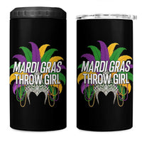 Mardi Gras Throw Girl 4 in 1 Can Cooler Tumbler Funny New Orleans Carnival Headdress Beads