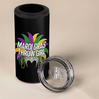 Mardi Gras Throw Girl 4 in 1 Can Cooler Tumbler Funny New Orleans Carnival Headdress Beads