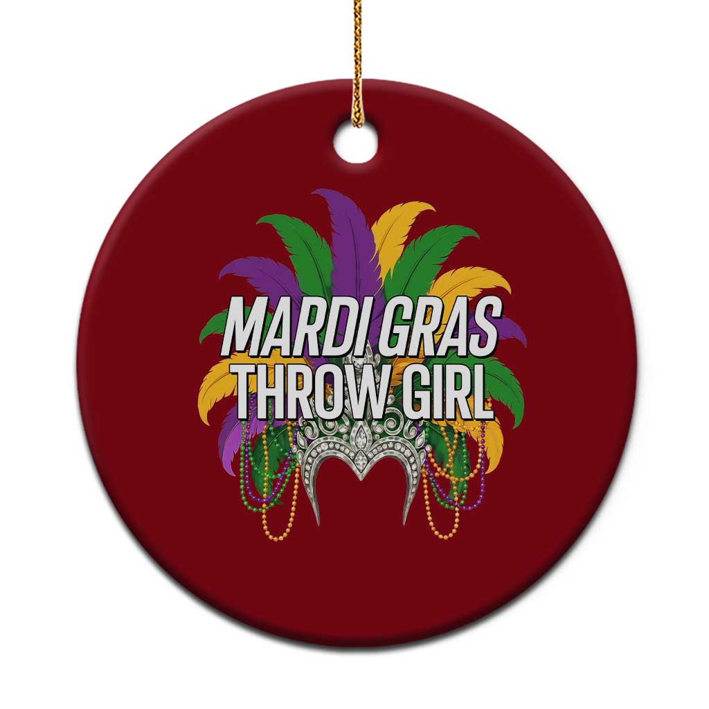 Mardi Gras Throw Girl Ceramic Ornament Funny New Orleans Carnival Headdress Beads