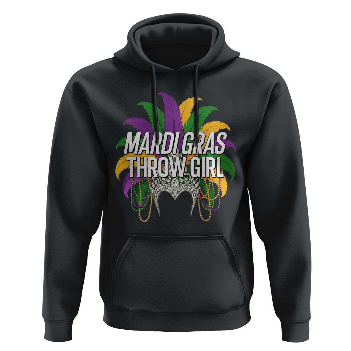 Mardi Gras Throw Girl Hoodie Funny New Orleans Carnival Headdress Beads