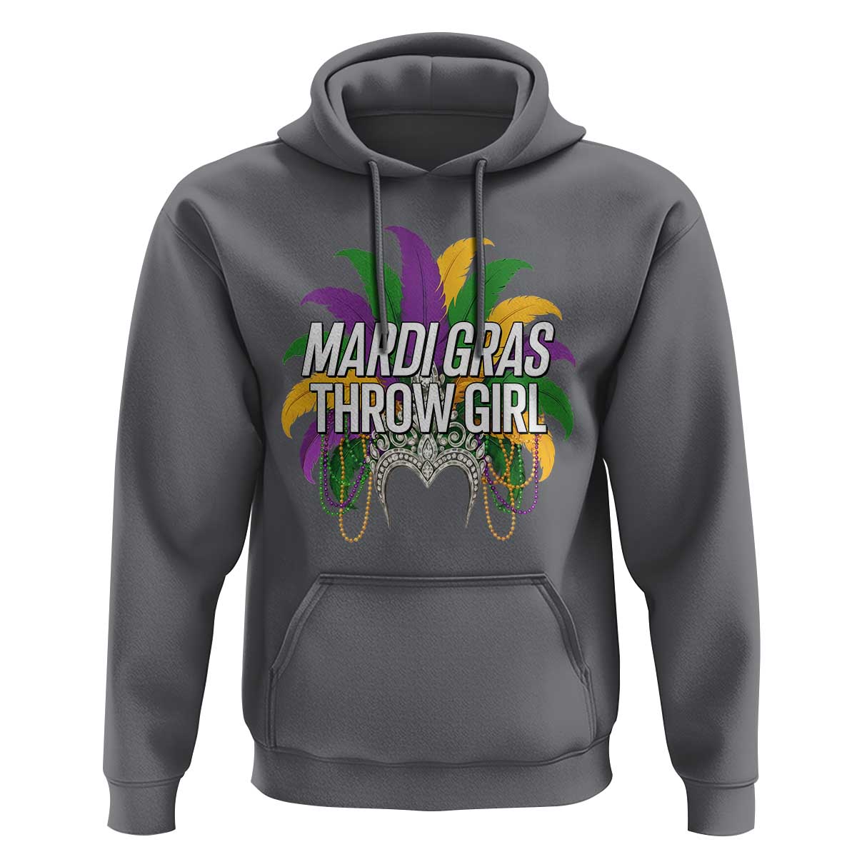 Mardi Gras Throw Girl Hoodie Funny New Orleans Carnival Headdress Beads