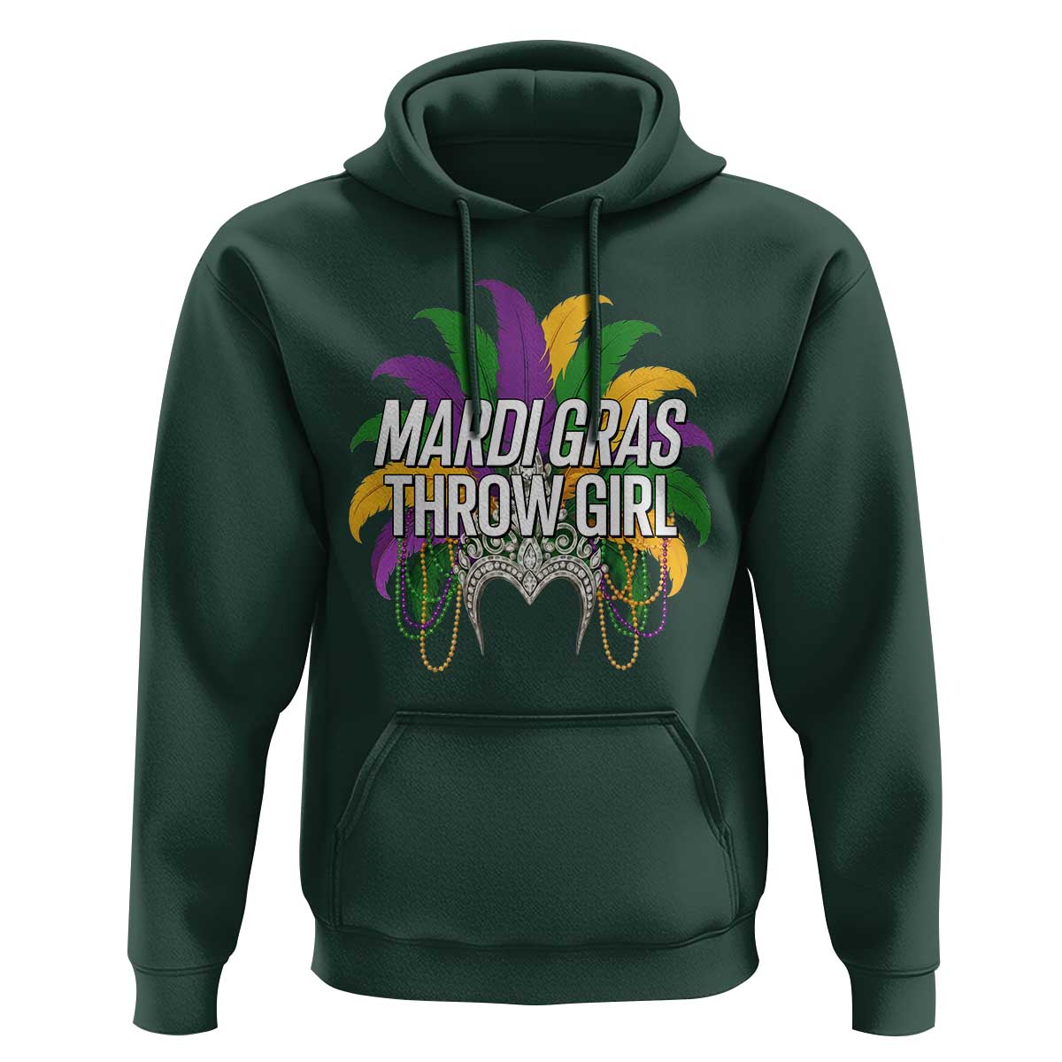 Mardi Gras Throw Girl Hoodie Funny New Orleans Carnival Headdress Beads