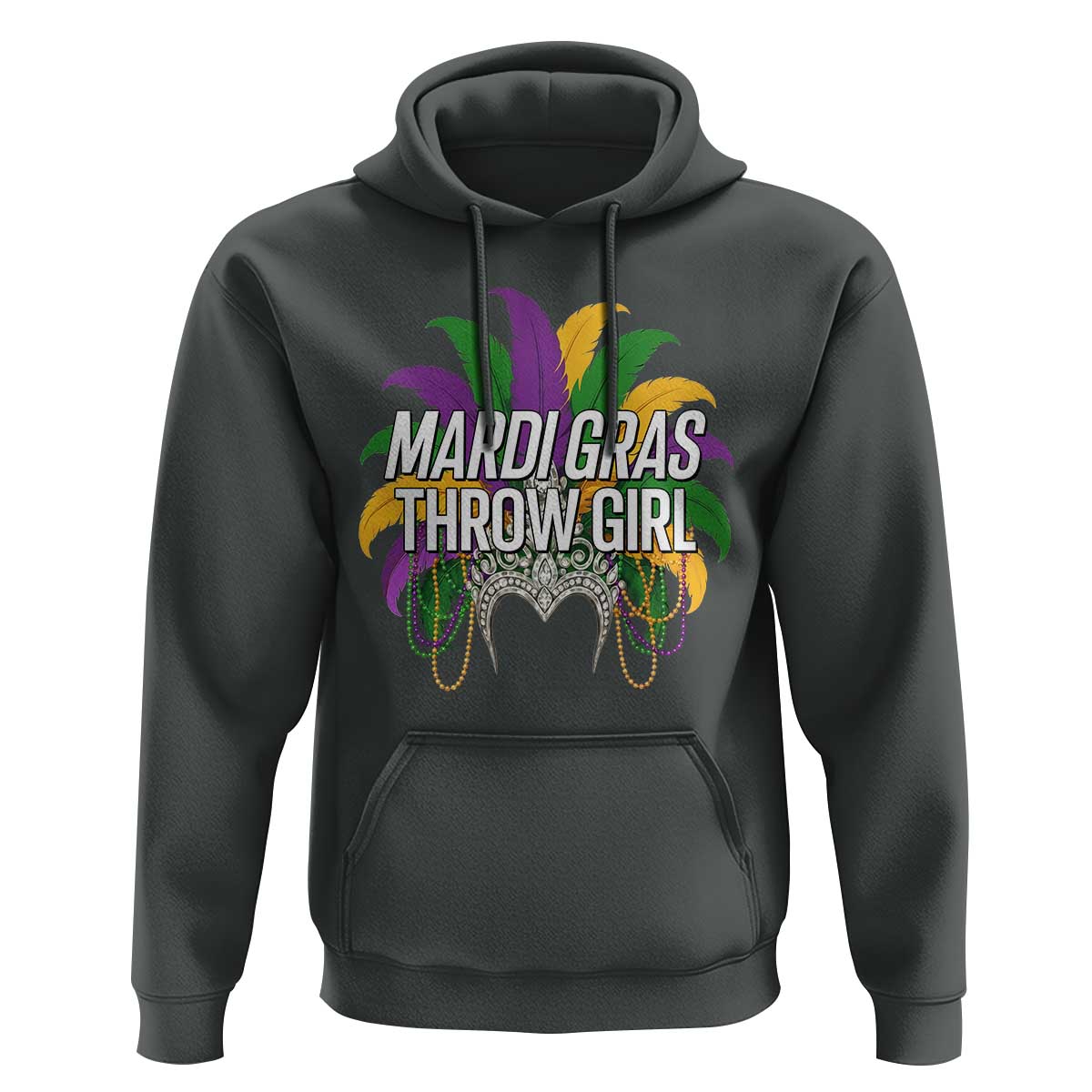 Mardi Gras Throw Girl Hoodie Funny New Orleans Carnival Headdress Beads