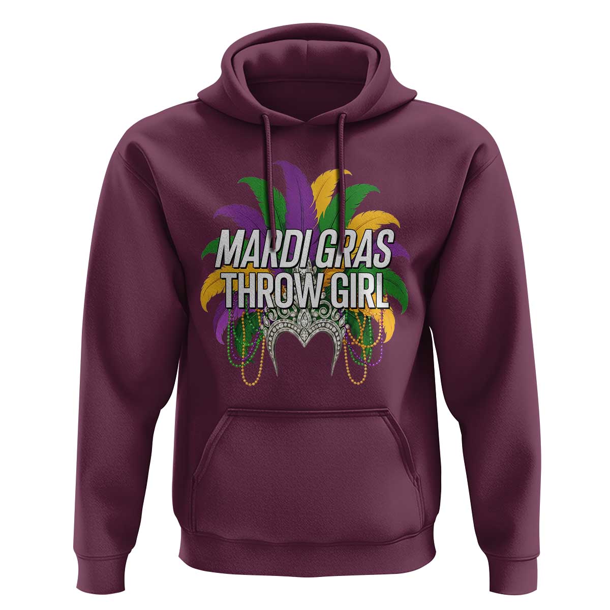 Mardi Gras Throw Girl Hoodie Funny New Orleans Carnival Headdress Beads