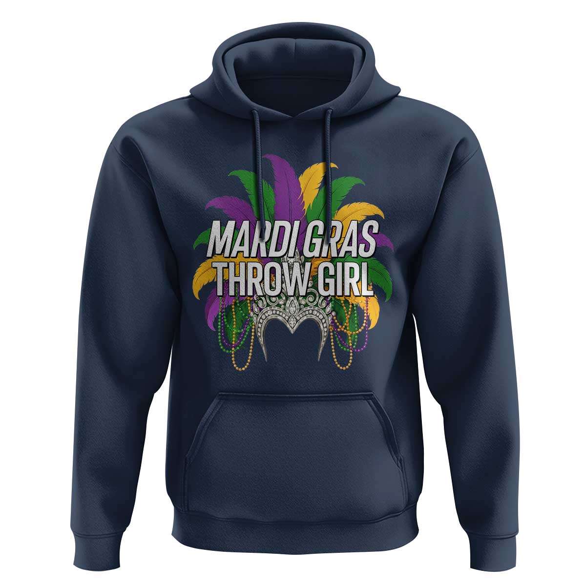 Mardi Gras Throw Girl Hoodie Funny New Orleans Carnival Headdress Beads