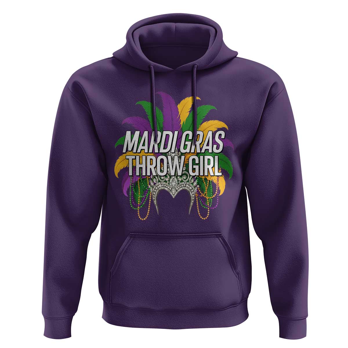 Mardi Gras Throw Girl Hoodie Funny New Orleans Carnival Headdress Beads