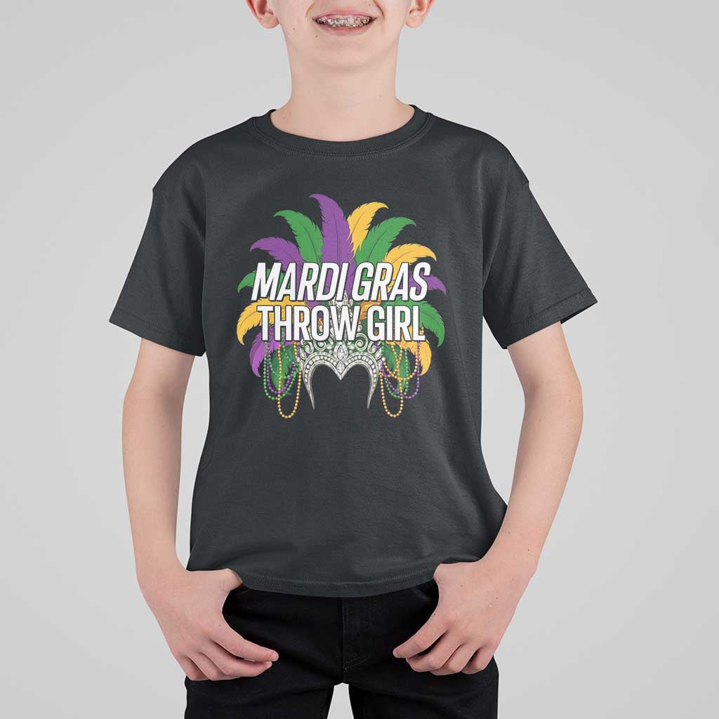 Mardi Gras Throw Girl T Shirt For Kid Funny New Orleans Carnival Headdress Beads