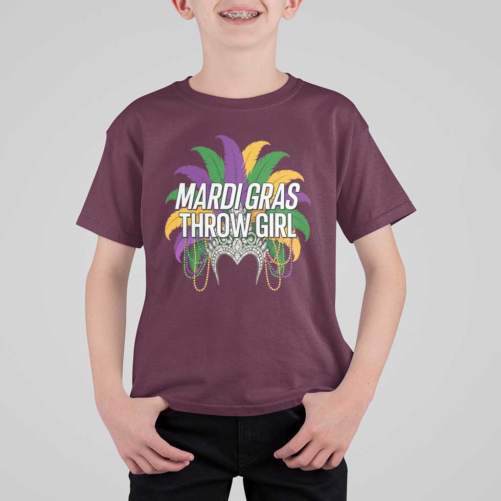 Mardi Gras Throw Girl T Shirt For Kid Funny New Orleans Carnival Headdress Beads