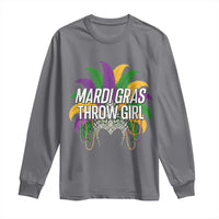 Mardi Gras Throw Girl Long Sleeve Shirt Funny New Orleans Carnival Headdress Beads