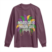 Mardi Gras Throw Girl Long Sleeve Shirt Funny New Orleans Carnival Headdress Beads