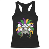 Mardi Gras Throw Girl Racerback Tank Top Funny New Orleans Carnival Headdress Beads