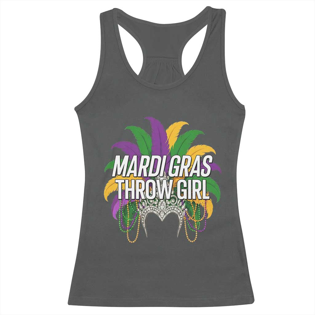 Mardi Gras Throw Girl Racerback Tank Top Funny New Orleans Carnival Headdress Beads