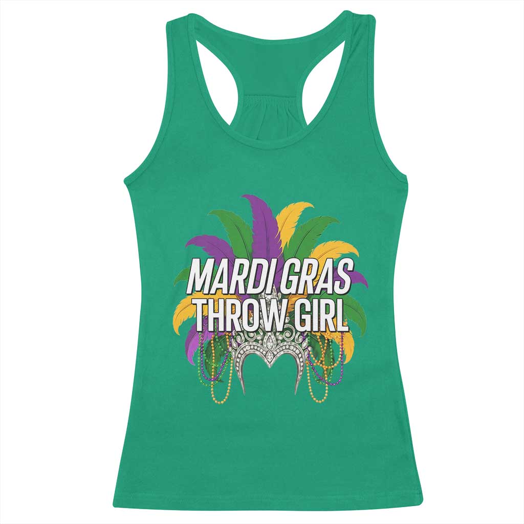 Mardi Gras Throw Girl Racerback Tank Top Funny New Orleans Carnival Headdress Beads