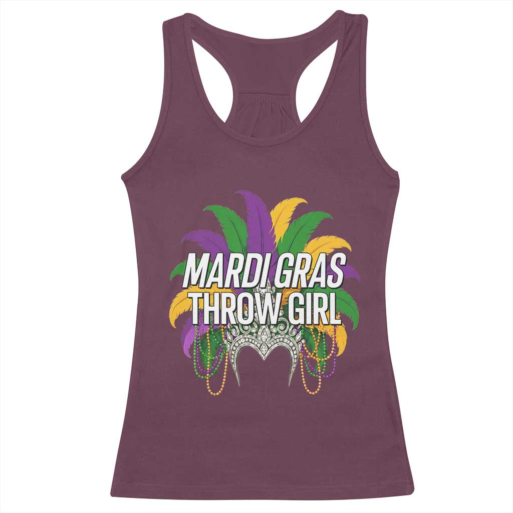 Mardi Gras Throw Girl Racerback Tank Top Funny New Orleans Carnival Headdress Beads