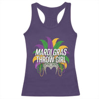 Mardi Gras Throw Girl Racerback Tank Top Funny New Orleans Carnival Headdress Beads
