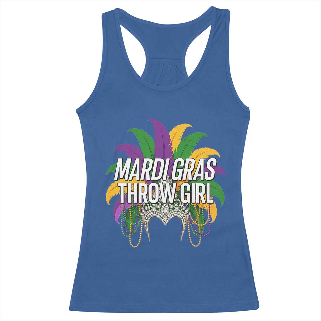 Mardi Gras Throw Girl Racerback Tank Top Funny New Orleans Carnival Headdress Beads