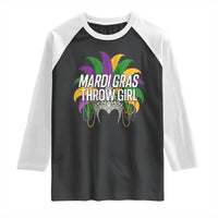 Mardi Gras Throw Girl Raglan Shirt Funny New Orleans Carnival Headdress Beads
