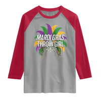 Mardi Gras Throw Girl Raglan Shirt Funny New Orleans Carnival Headdress Beads
