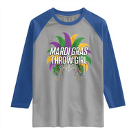Mardi Gras Throw Girl Raglan Shirt Funny New Orleans Carnival Headdress Beads