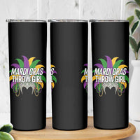 Mardi Gras Throw Girl Skinny Tumbler Funny New Orleans Carnival Headdress Beads