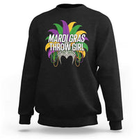 Mardi Gras Throw Girl Sweatshirt Funny New Orleans Carnival Headdress Beads