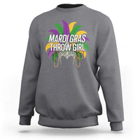 Mardi Gras Throw Girl Sweatshirt Funny New Orleans Carnival Headdress Beads