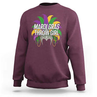 Mardi Gras Throw Girl Sweatshirt Funny New Orleans Carnival Headdress Beads