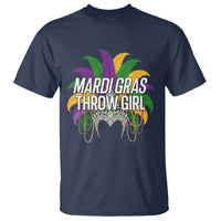 Mardi Gras Throw Girl T Shirt Funny New Orleans Carnival Headdress Beads