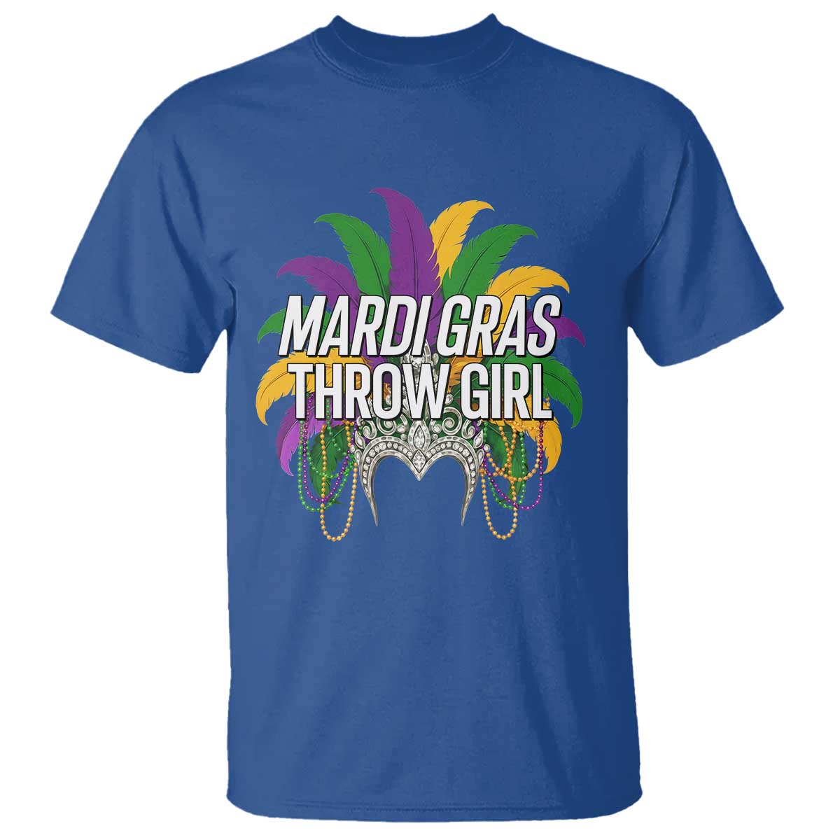 Mardi Gras Throw Girl T Shirt Funny New Orleans Carnival Headdress Beads
