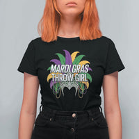 Mardi Gras Throw Girl T Shirt For Women Funny New Orleans Carnival Headdress Beads