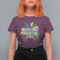 Mardi Gras Throw Girl T Shirt For Women Funny New Orleans Carnival Headdress Beads