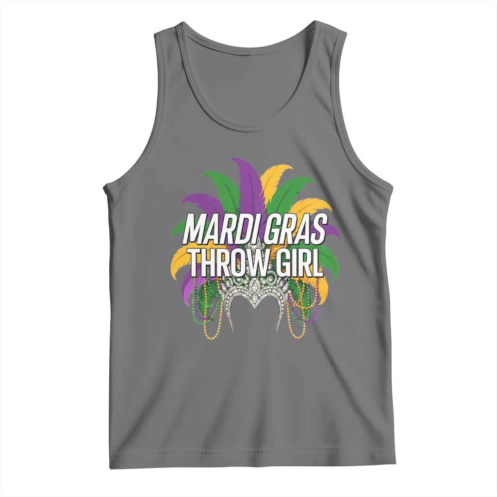 Mardi Gras Throw Girl Tank Top Funny New Orleans Carnival Headdress Beads
