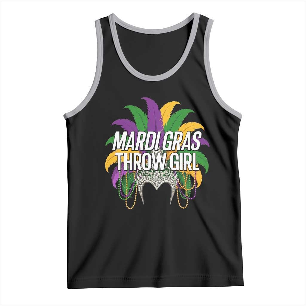 Mardi Gras Throw Girl Tank Top Funny New Orleans Carnival Headdress Beads