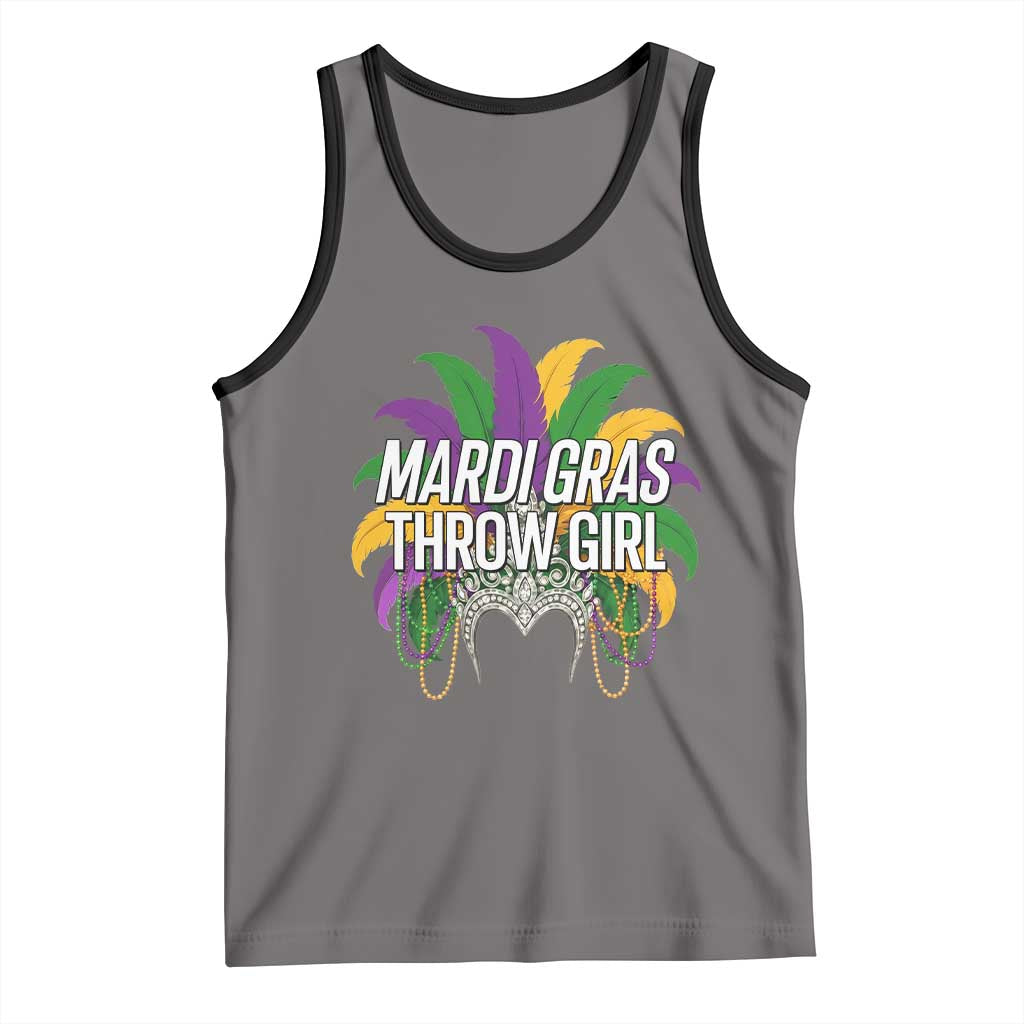 Mardi Gras Throw Girl Tank Top Funny New Orleans Carnival Headdress Beads