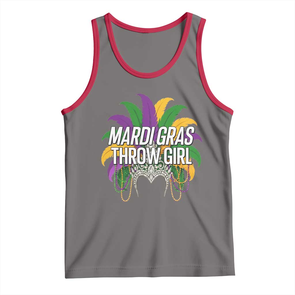 Mardi Gras Throw Girl Tank Top Funny New Orleans Carnival Headdress Beads