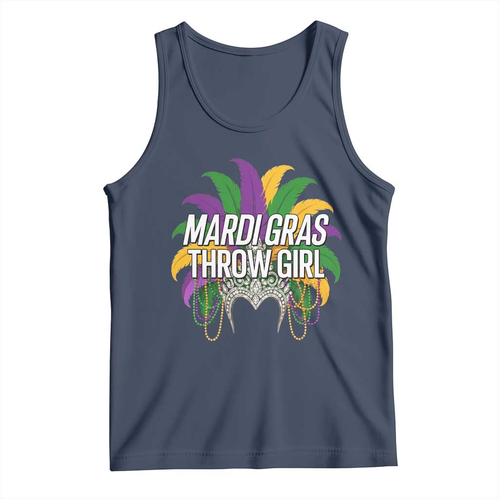 Mardi Gras Throw Girl Tank Top Funny New Orleans Carnival Headdress Beads