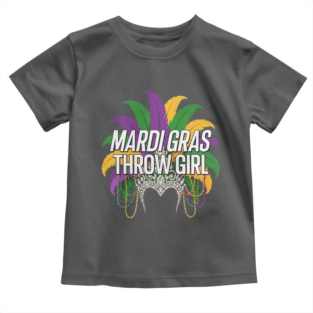 Mardi Gras Throw Girl Toddler T Shirt Funny New Orleans Carnival Headdress Beads