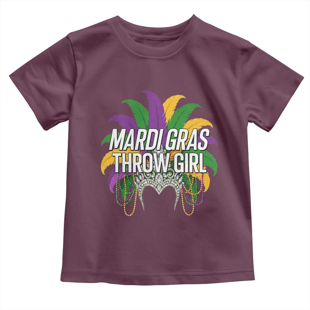 Mardi Gras Throw Girl Toddler T Shirt Funny New Orleans Carnival Headdress Beads